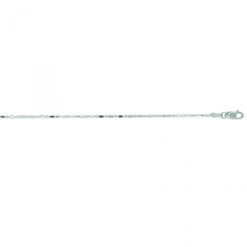 14K White Gold Bead Dog Tag Chain For Men & Women Diamond Cut 1.2mm Wide