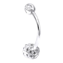 14K White Gold Belly Button Ring With Diamonds 0.5ct -H'Hen Sale Store 14k gold belly ring with diamonds 035ct p 5863 backwh