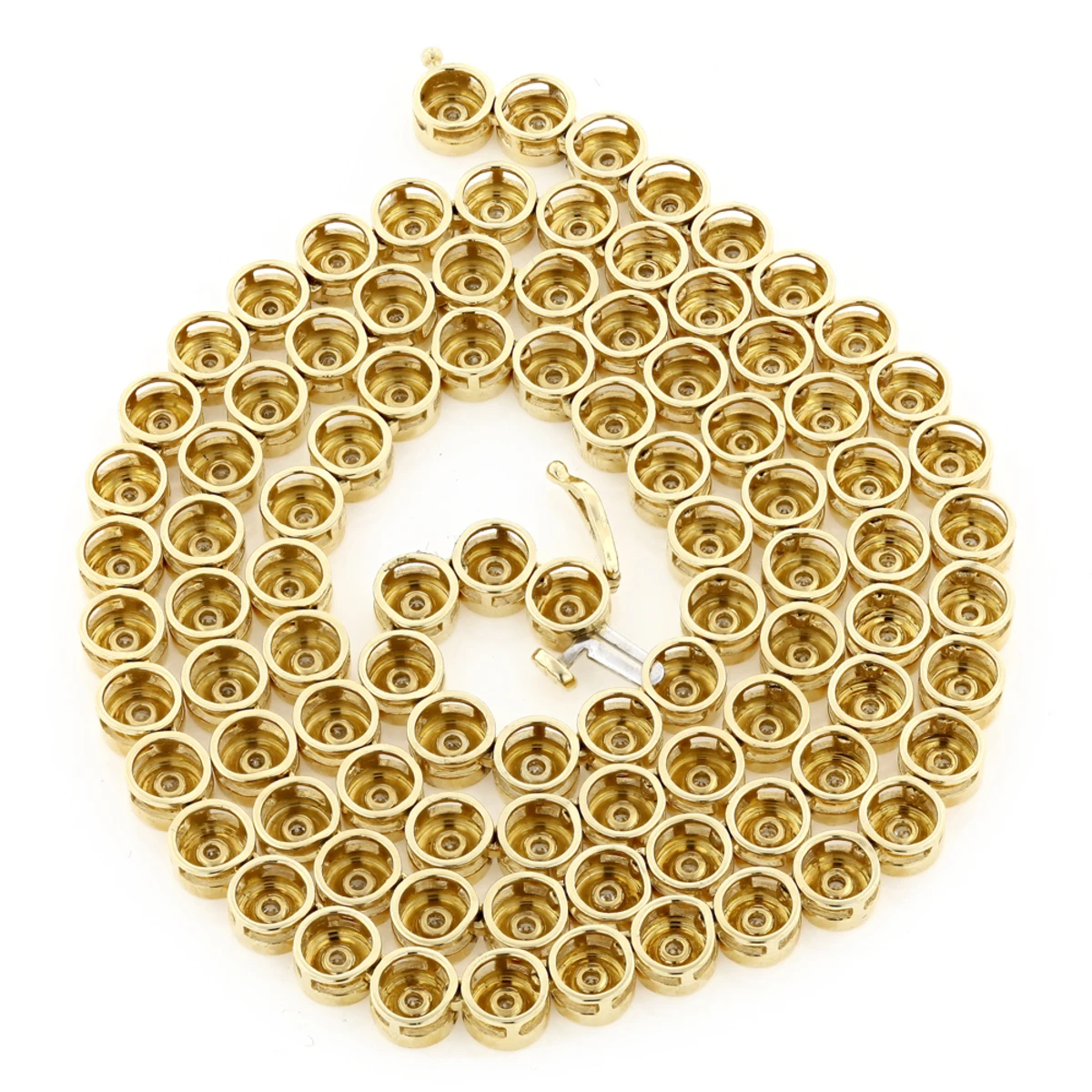 14K Yellow Gold Bezel Set Round Diamond Chain Necklace 4.75ct 4 14K Yellow Gold Bezel Set Round Diamond Chain Necklace 4.75ct - Image 2