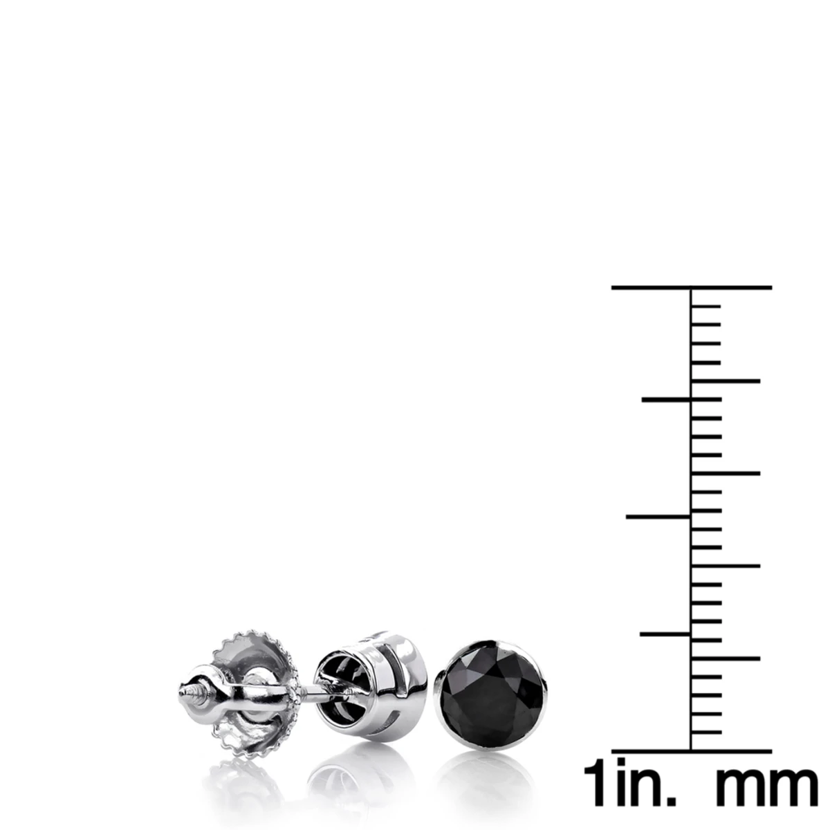 14K White Gold Black Diamond Earrings Bezel Set Studs 1.50ct 8 14K White Gold Black Diamond Earrings Bezel Set Studs 1.50ct - Image 6