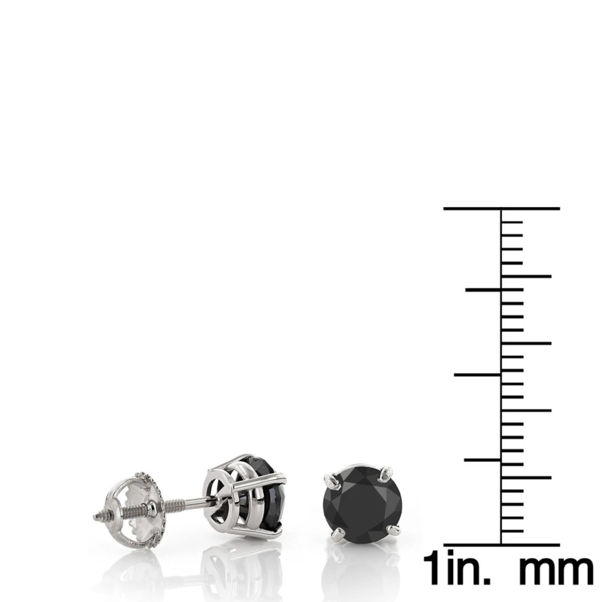 14K White Gold Black Diamond Earrings Prong Set Studs 1.50ct 8 14K White Gold Black Diamond Earrings Prong Set Studs 1.50ct - Image 6