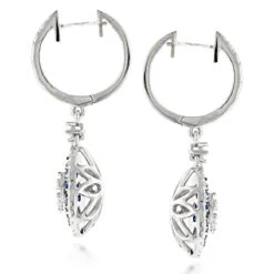14K White Gold Blue Sapphire And White Diamond Drop Earrings For Women 2 Carats 11 14K White Gold Blue Sapphire And White Diamond Drop Earrings For Women 2 Carats -H'Hen Sale Store 14k gold blue sapphire and white diamond drop earrings for women 2 carats backwh