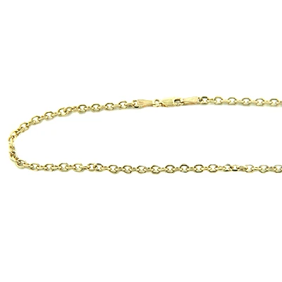 Men's 14K Yellow Gold Cable Chain, 20in-40in Long, 3mm Wide 3 Men's 14K Yellow Gold Cable Chain, 20in-40in Long, 3mm Wide