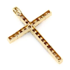 14K Yellow Gold White And Brown Diamond Cross Pendant 0.86ct -H'Hen Sale Store 14k gold clear and brown diamond cross pendant 086ct p 6564 backye
