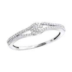 14K White Gold Cluster Diamond Ring For Women 0.31ct