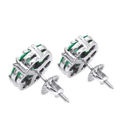14K White Gold Cluster Emerald Stud Earrings 4ct -H'Hen Sale Store 14k gold cluster emerald stud earrings 400ct p 5963 backwh