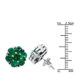 14K White Gold Cluster Emerald Stud Earrings 4ct -H'Hen Sale Store 14k gold cluster emerald stud earrings 400ct p 5963 rulerwh
