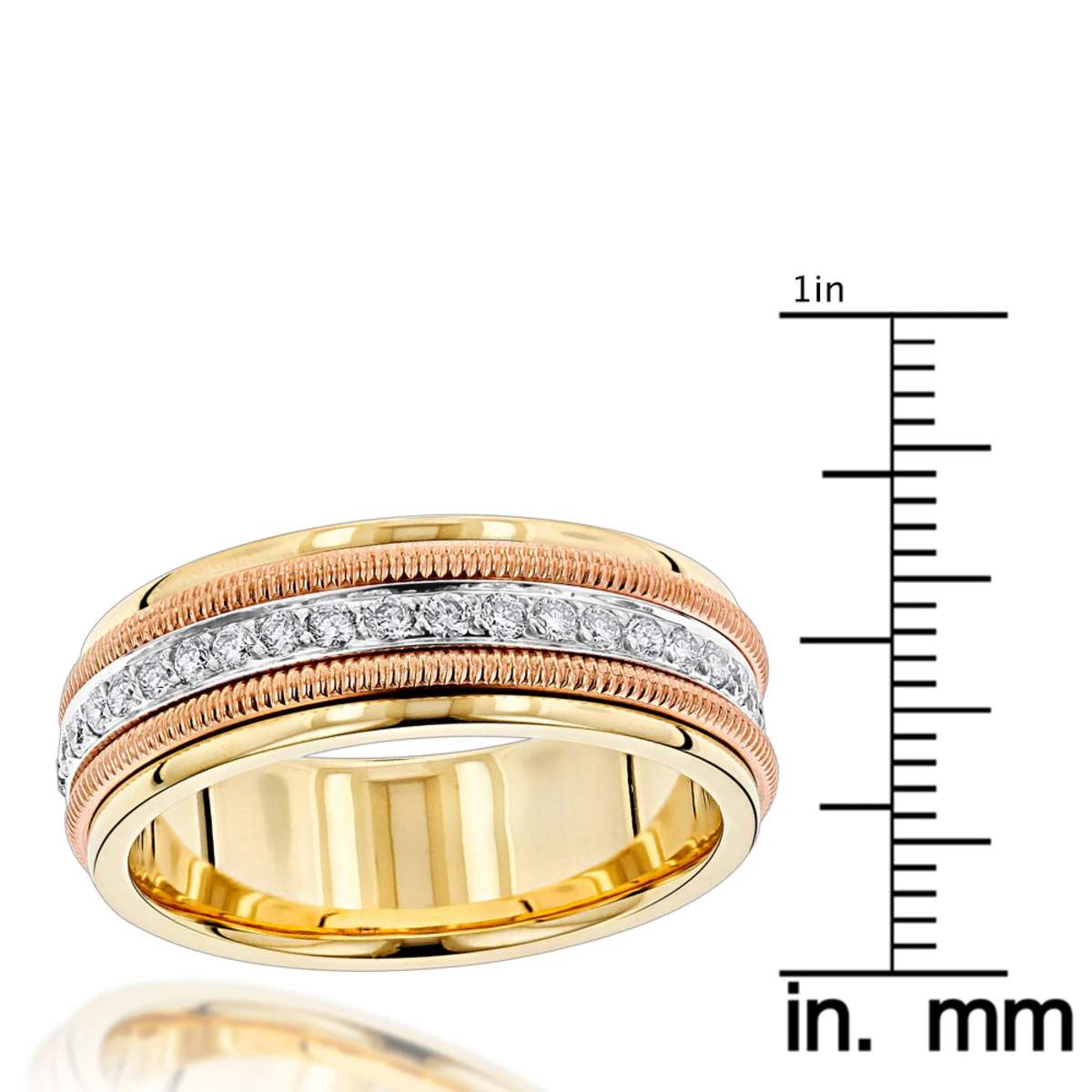 Men's 14K Yellow/Rose Gold Comfort Fit Diamond Wedding/Eternity Band Luxurman 0.9c 9 Men's 14K Yellow/Rose Gold Comfort Fit Diamond Wedding/Eternity Band Luxurman 0.9c - Image 7