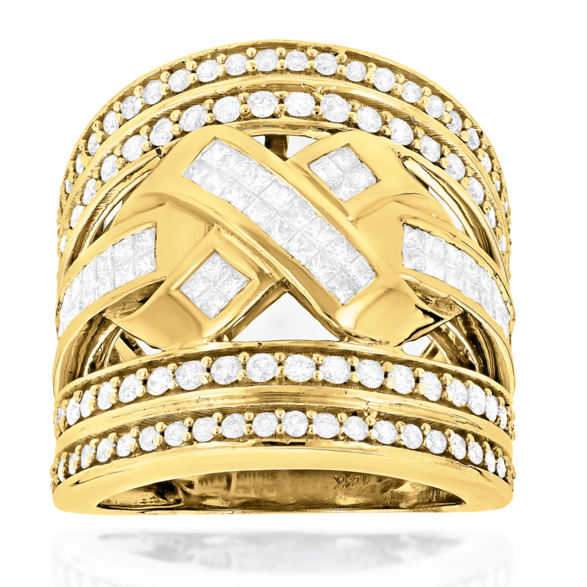 14K White Gold Criss Cross Diamond Ring 2.20ct 4 14K White Gold Criss Cross Diamond Ring 2.20ct - Image 2