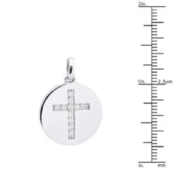 14K White Gold Cross In A Circle Diamond Pendant 0.33ct -H'Hen Sale Store 14k gold cross in a circle diamond pendant 033ct p 27295 ruler white