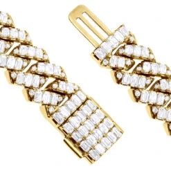 14K Yellow Gold Cuban Link Diamond Bracelet For Men 12mm 1/2in 24.5ct 16 14K Yellow Gold Cuban Link Diamond Bracelet For Men 12mm 1/2in 24.5ct -H'Hen Sale Store 14k gold cuban link diamond bracelet for men 12mm 12in 245ct 804085 clasp yellow