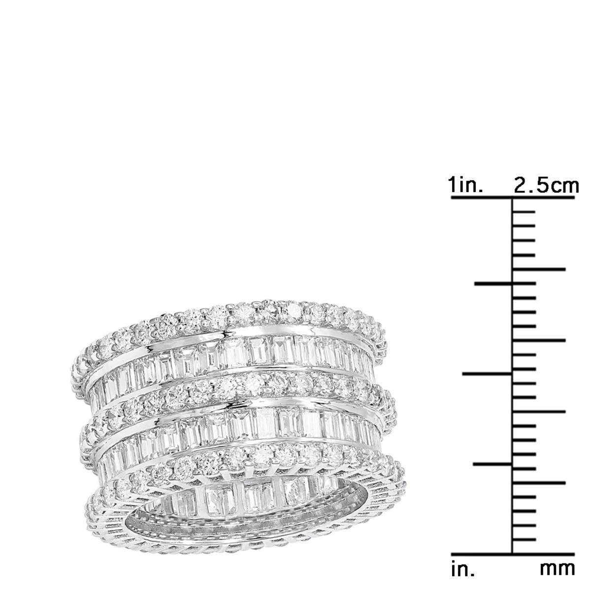 18K White Gold Designer Baguette Round Diamond Eternity Ring 7.8ct By Luxurman 7 18K White Gold Designer Baguette Round Diamond Eternity Ring 7.8ct By Luxurman - Image 5