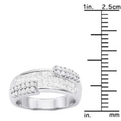 14K White Gold Designer Diamond Band Princess & Round 1.51ct -H'Hen Sale Store 14k gold designer diamond band princess round 151ct p 6080 ruler white