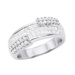 14K White Gold Designer Diamond Band Princess & Round 1.51ct