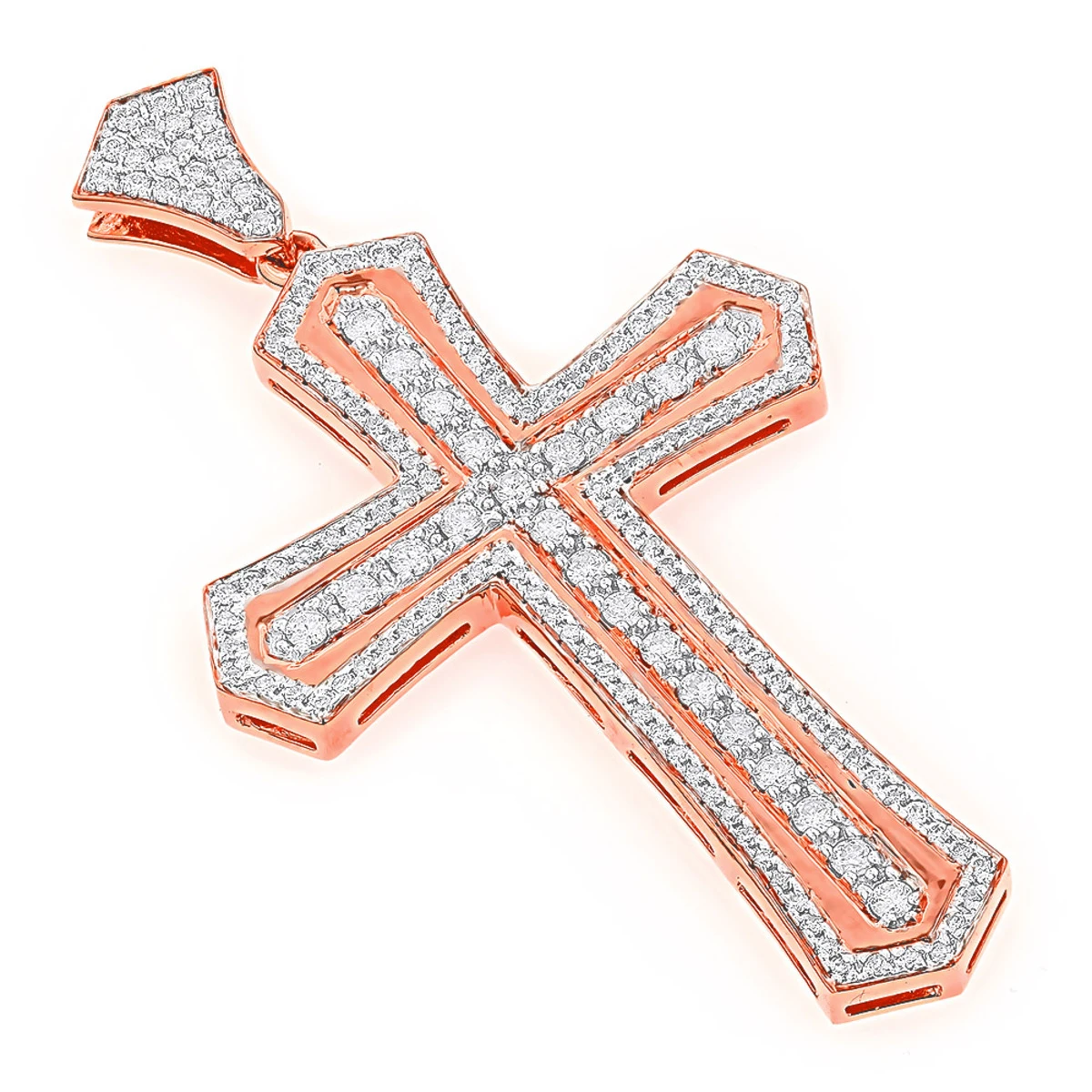 14K Yellow Gold Designer Diamond Cross Pendant For Men By Luxurman 2.5ct 5 14K Yellow Gold Designer Diamond Cross Pendant For Men By Luxurman 2.5ct - Image 3