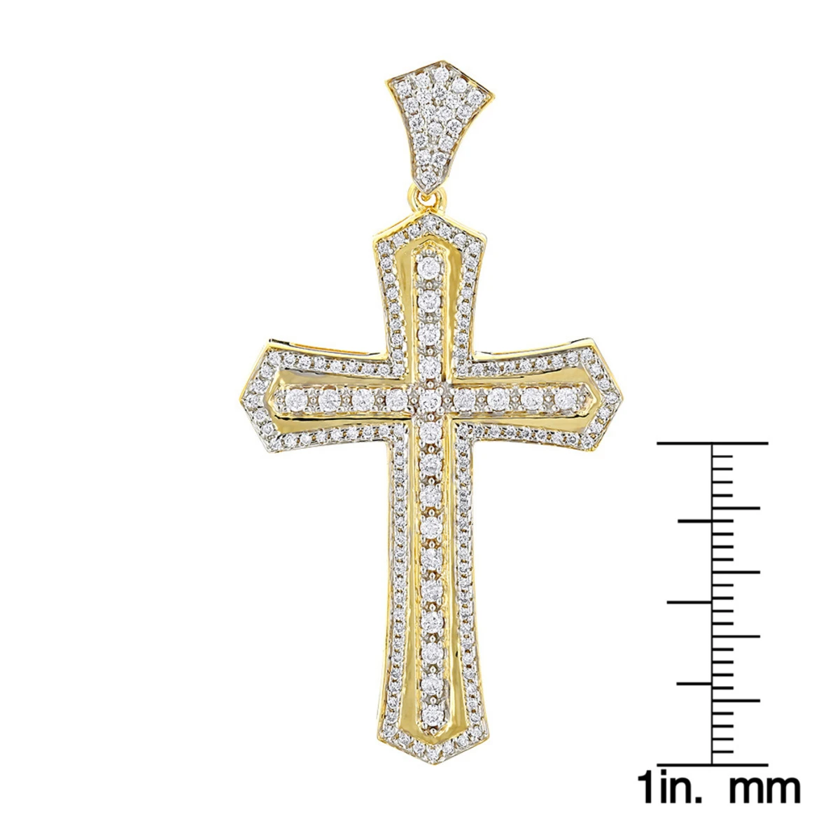 14K Yellow Gold Designer Diamond Cross Pendant For Men By Luxurman 2.5ct 8 14K Yellow Gold Designer Diamond Cross Pendant For Men By Luxurman 2.5ct - Image 6