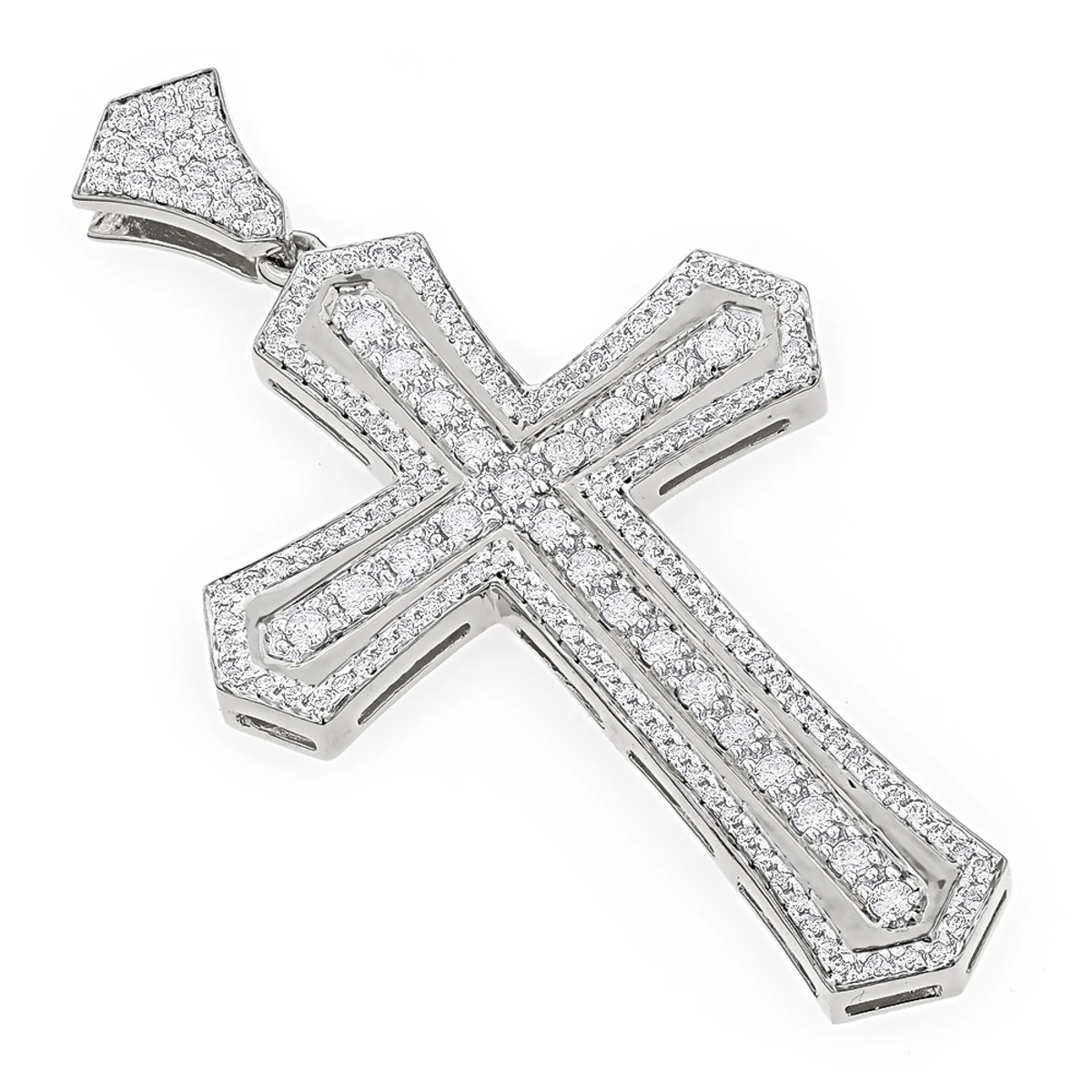 14K Yellow Gold Designer Diamond Cross Pendant For Men By Luxurman 2.5ct 4 14K Yellow Gold Designer Diamond Cross Pendant For Men By Luxurman 2.5ct - Image 2