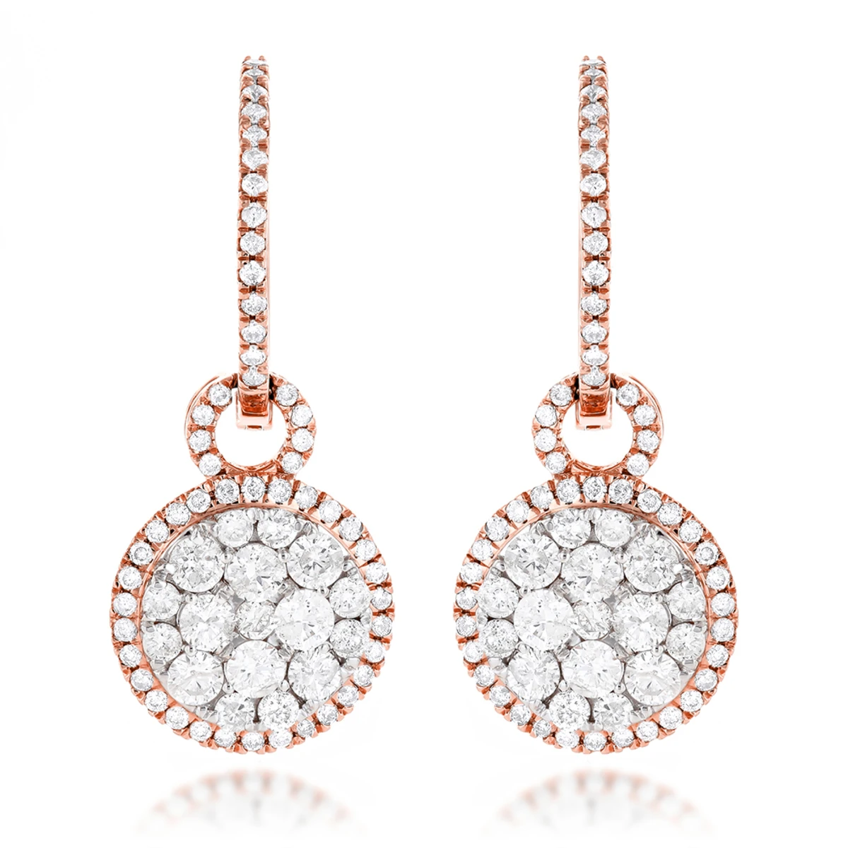 14K Yellow Gold Designer Diamond Earrings 2.04ct Clusters 5 14K Yellow Gold Designer Diamond Earrings 2.04ct Clusters - Image 3