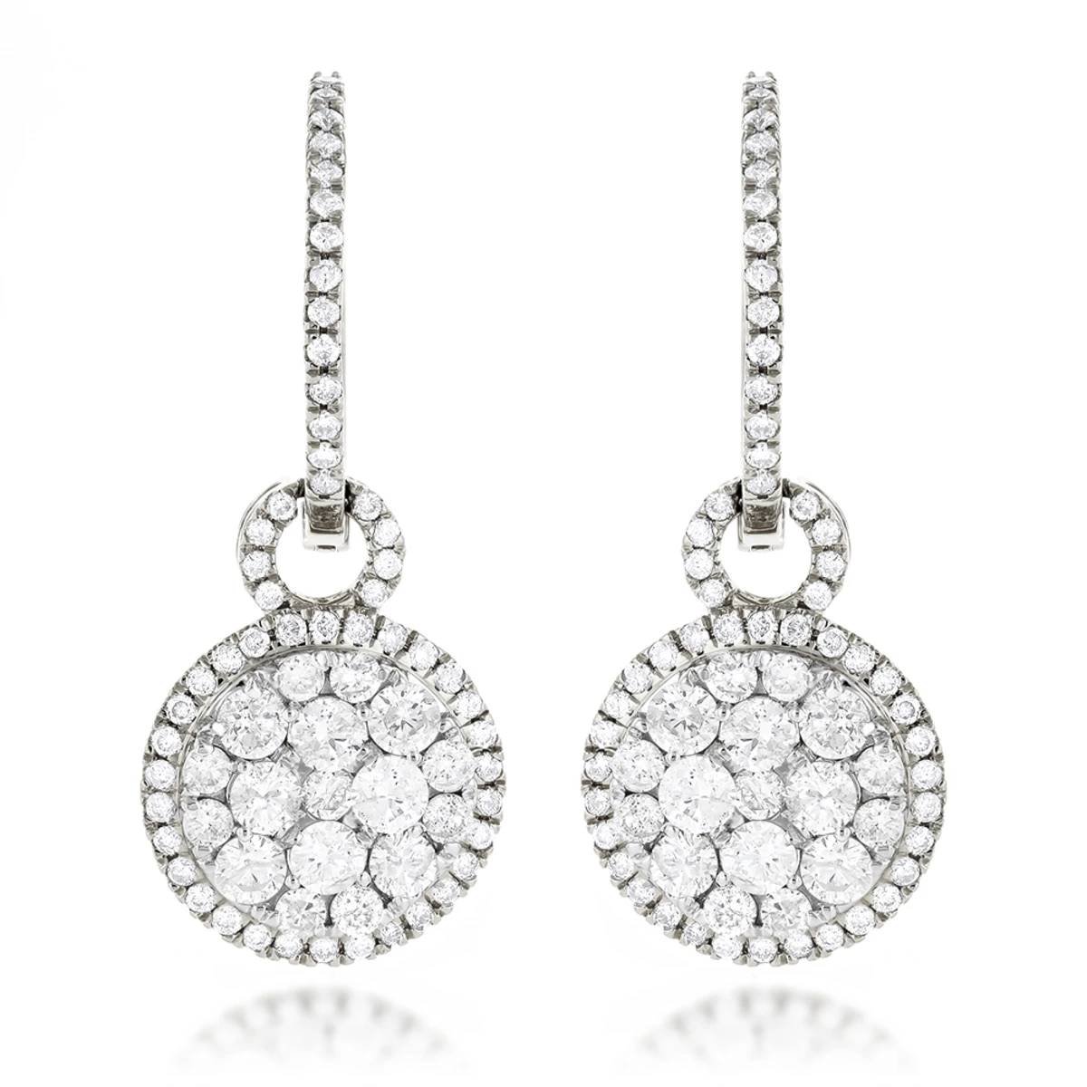 14K Yellow Gold Designer Diamond Earrings 2.04ct Clusters 4 14K Yellow Gold Designer Diamond Earrings 2.04ct Clusters - Image 2