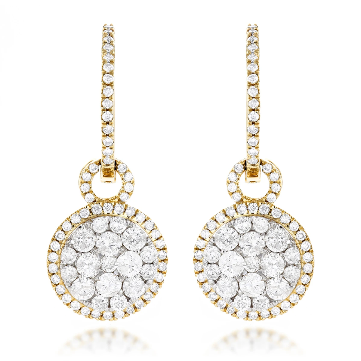 14K Yellow Gold Designer Diamond Earrings 2.04ct Clusters 3 14K Yellow Gold Designer Diamond Earrings 2.04ct Clusters