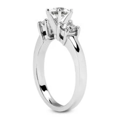 14K White Gold 3 Stone Round Diamond Engagement Ring 0.90ct -H'Hen Sale Store 14k gold designer diamond engagement ring 090ct p 26882 back white 20220426