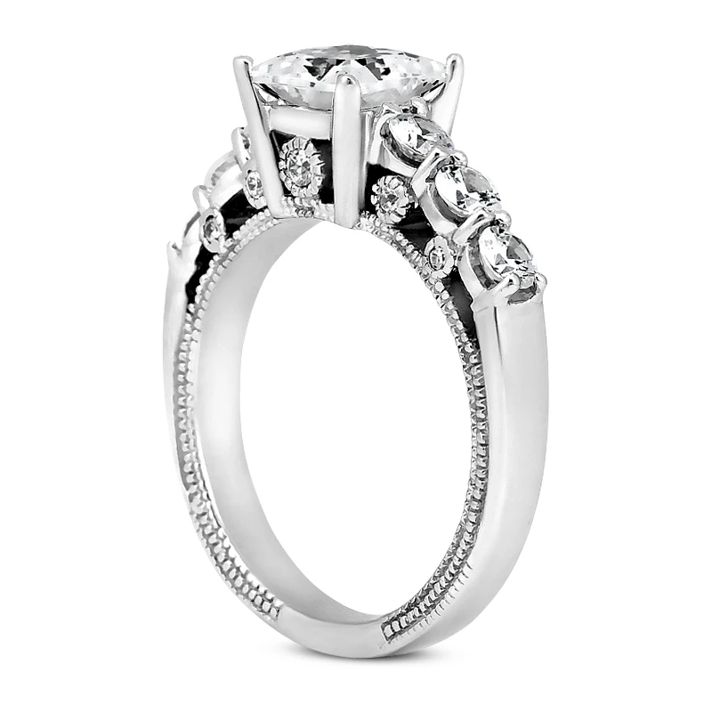 14K White Gold Designer Diamond Engagement Ring 0.99ct 2.6mm 6 14K White Gold Designer Diamond Engagement Ring 0.99ct 2.6mm - Image 4