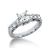 14K White Gold Designer Diamond Engagement Ring 0.99ct 2.6mm