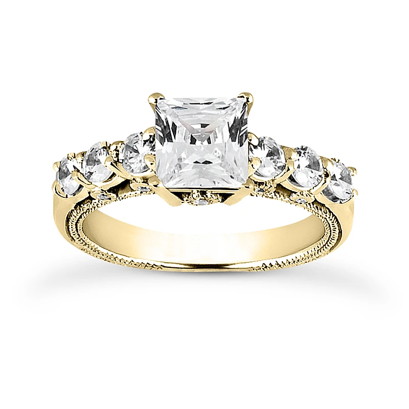 14K White Gold Designer Diamond Engagement Ring 0.99ct 2.6mm 4 14K White Gold Designer Diamond Engagement Ring 0.99ct 2.6mm - Image 2