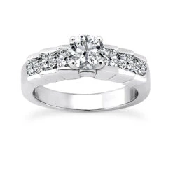 14K White Gold Designer Prong And Bar Set Diamond Engagement Ring 1.70ct