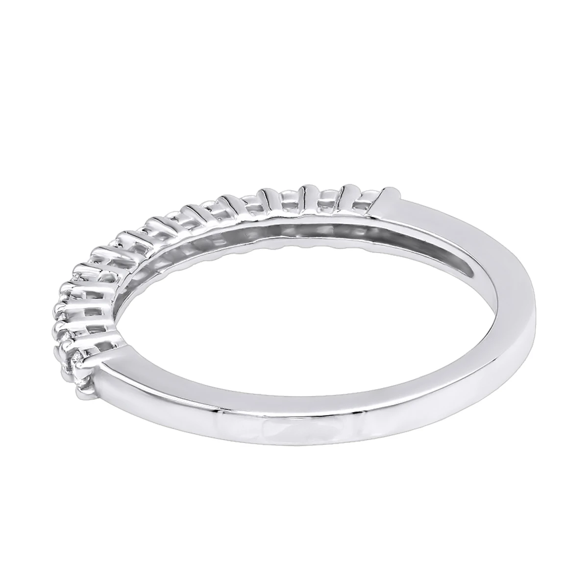 14K White Gold Designer Prong Set Diamond Engagement Ring Band 0.21ct 6 14K White Gold Designer Prong Set Diamond Engagement Ring Band 0.21ct - Image 4