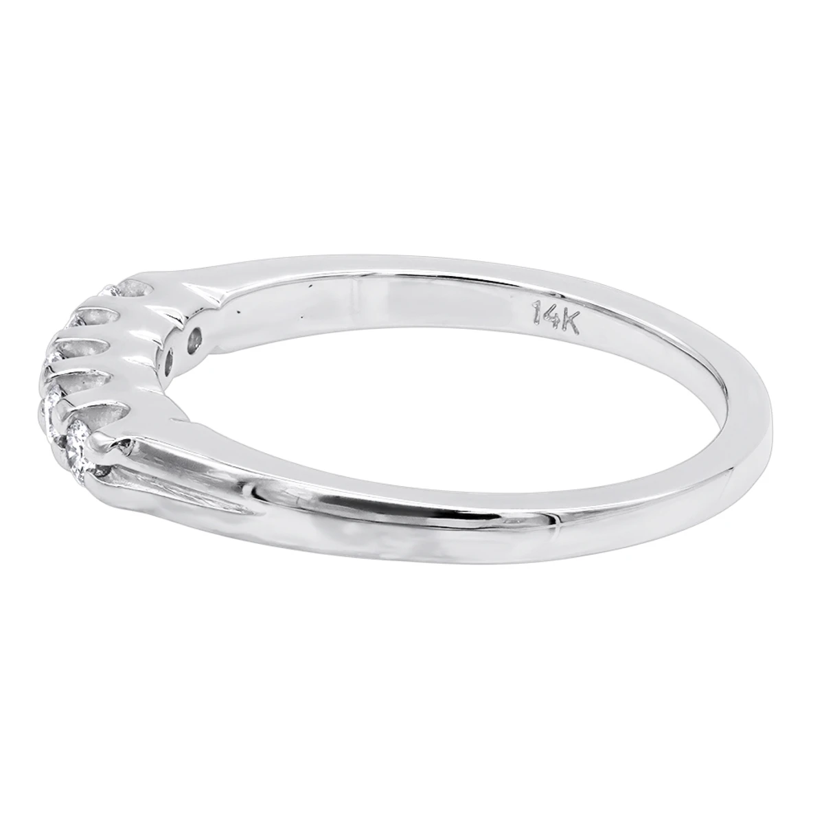 14K White Gold Designer Prong Set Diamond Engagement Ring Band 0.25ct 6 14K White Gold Designer Prong Set Diamond Engagement Ring Band 0.25ct - Image 4