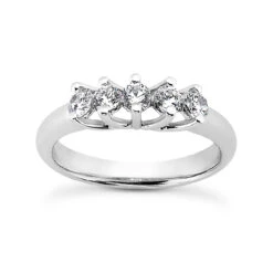 14K White Gold 5 Stone Diamond Engagement Ring Band 0.30ct