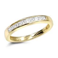 14K Yellow Gold Princess Cut Diamond Engagement Ring Band 0.33ct