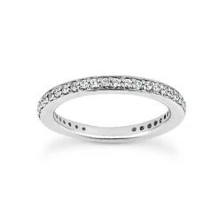 14K White Gold Prong Set Diamond Engagement Ring Band 0.37ct