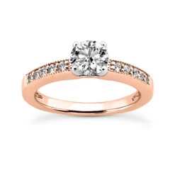 14K White Gold Designer Milgrain Diamond Engagement Ring Set 0.77ct -H'Hen Sale Store 14k gold designer diamond engagement ring set 077ct p 26218 back rose 20220426
