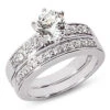 14K White Gold Designer Diamond Engagement Ring Set 0.89ct