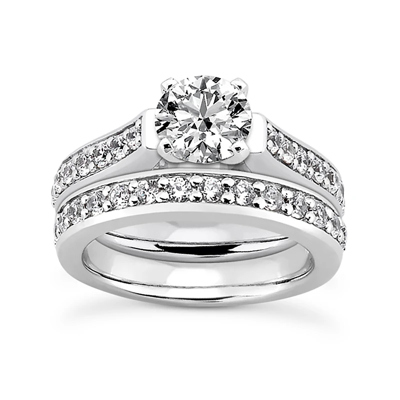 14K White Gold Designer Diamond Engagement Ring Set 1.07ct 3 14K White Gold Designer Diamond Engagement Ring Set 1.07ct