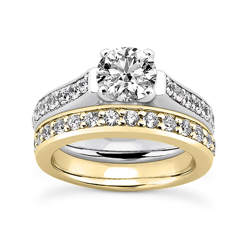 14K White Gold Designer Diamond Engagement Ring Set 1.07ct 4 14K White Gold Designer Diamond Engagement Ring Set 1.07ct - Image 2