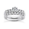 14K White Gold Designer Diamond Engagement Ring Set 1.15ct
