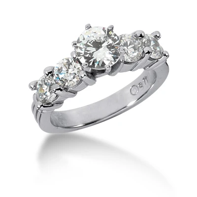 14K White Gold Designer Diamond Engagement Ring Set 1.70ct 4 14K White Gold Designer Diamond Engagement Ring Set 1.70ct - Image 2