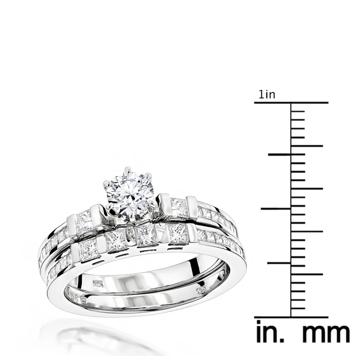 14K White Gold Designer Diamond Engagement Ring Set 1.94ct 7 14K White Gold Designer Diamond Engagement Ring Set 1.94ct - Image 5