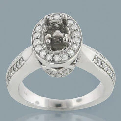 Halo 14K White Gold Designer Diamond Engagement Ring Setting 0.75