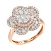 14K Rose Gold Designer Diamond Flower Ladies Cocktail Ring 1.5ct By Luxurman