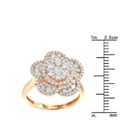 14K Rose Gold Designer Diamond Flower Ladies Cocktail Ring 1.5ct By Luxurman -H'Hen Sale Store 14k gold designer diamond flower ladies cocktail ring 15ct by luxurman rulerro