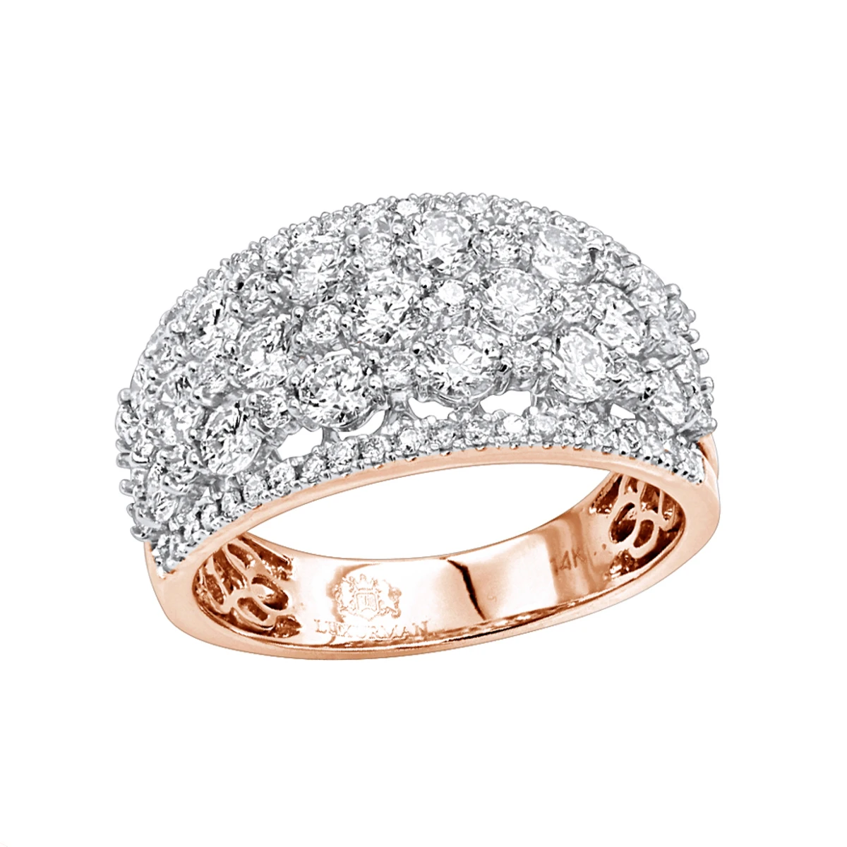 14K Yellow Gold Designer Diamond Wedding Band For Women 2 Carat Luxurman Ring 5 14K Yellow Gold Designer Diamond Wedding Band For Women 2 Carat Luxurman Ring - Image 3