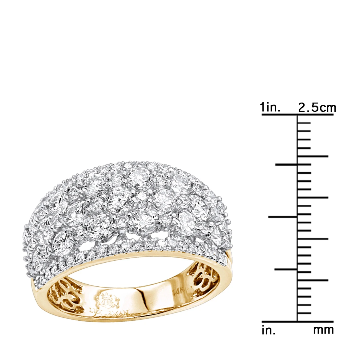 14K Yellow Gold Designer Diamond Wedding Band For Women 2 Carat Luxurman Ring 11 14K Yellow Gold Designer Diamond Wedding Band For Women 2 Carat Luxurman Ring - Image 9
