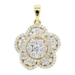 14K Rose Gold Designer Ladies Diamond Flower Pendant 1.25ct By Luxurman -H'Hen Sale Store 14k gold designer ladies diamond flower pendant 125ct by luxurman ye