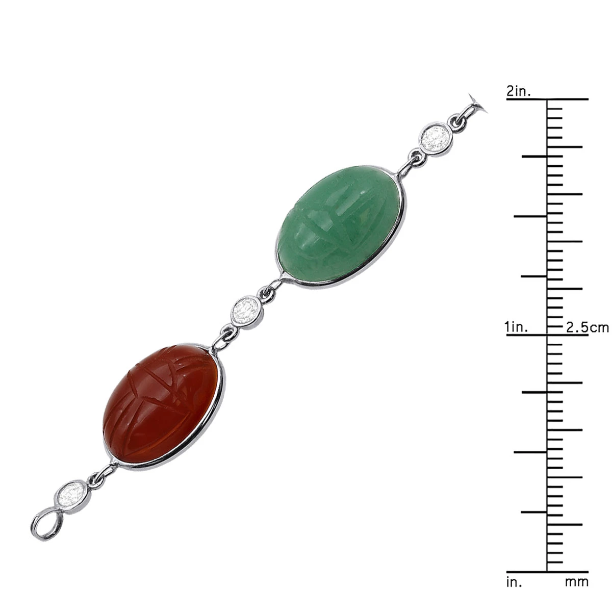 14K White Gold Diamond And Multi Color Scarab Bracelet 0.72ct 7 14K White Gold Diamond And Multi Color Scarab Bracelet 0.72ct - Image 5