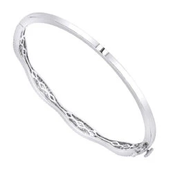 14K White Gold Diamond Bangle Bracelet For Women 1ct By Luxurman -H'Hen Sale Store 14k gold diamond bangle bracelet for women 1ct by luxurman backwh