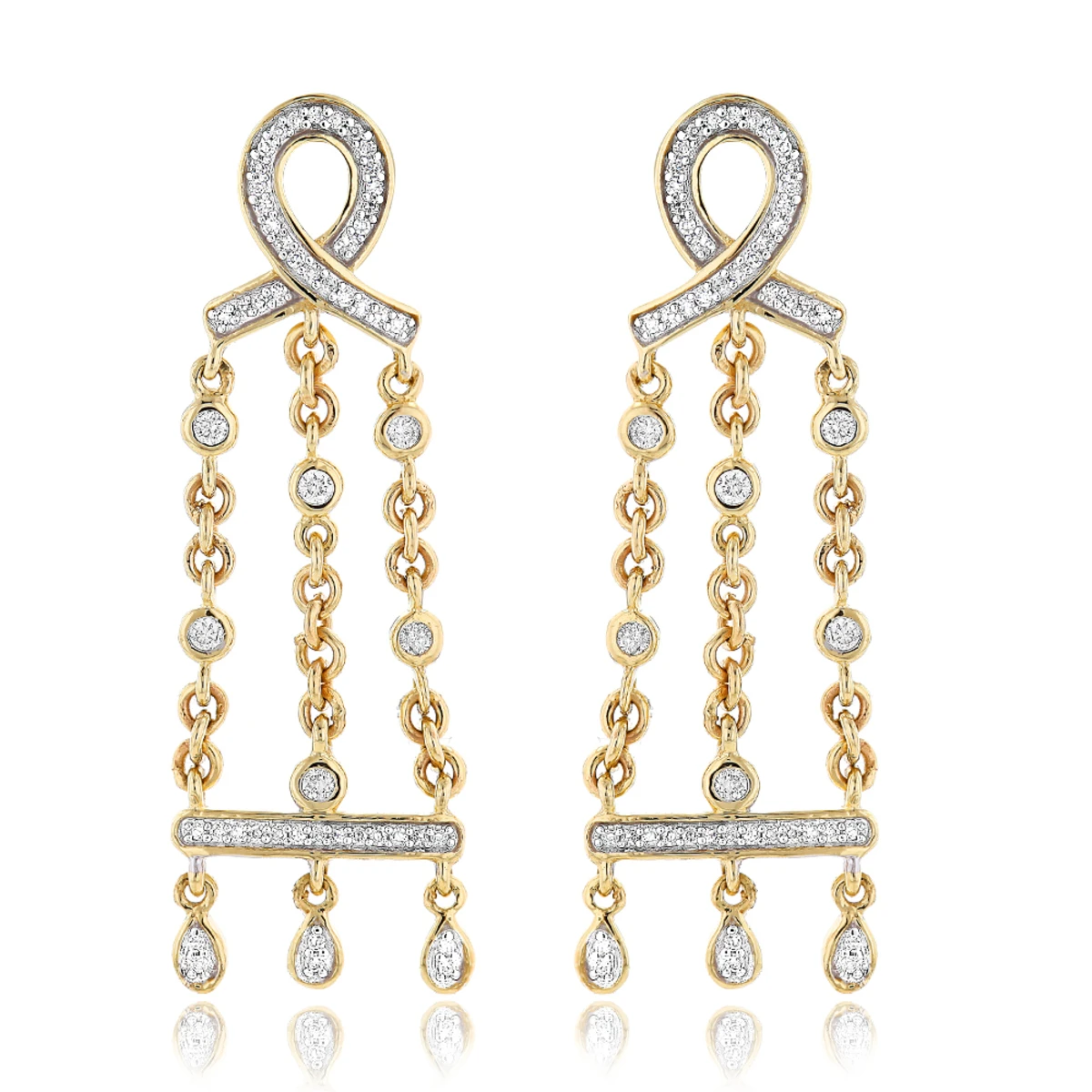 14K White Gold Diamond Chandelier Earrings 0.36ct 4 14K White Gold Diamond Chandelier Earrings 0.36ct - Image 2